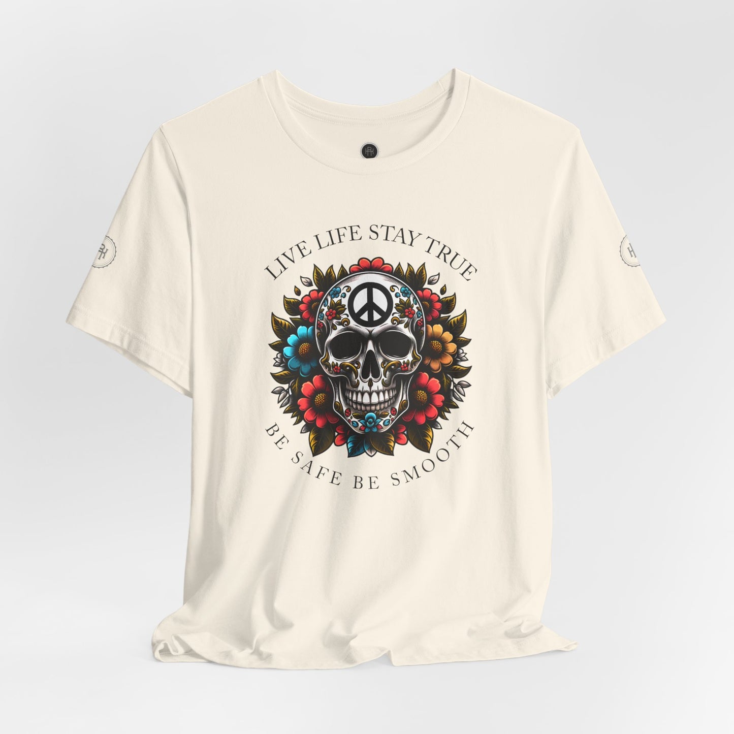 Skull Artwork Tee - Live Life Stay True, Unisex Graphic T-Shirt, Peaceful Vibe Tee, Motivational Shirt for Everyday Wear, Unique Gift Idea,