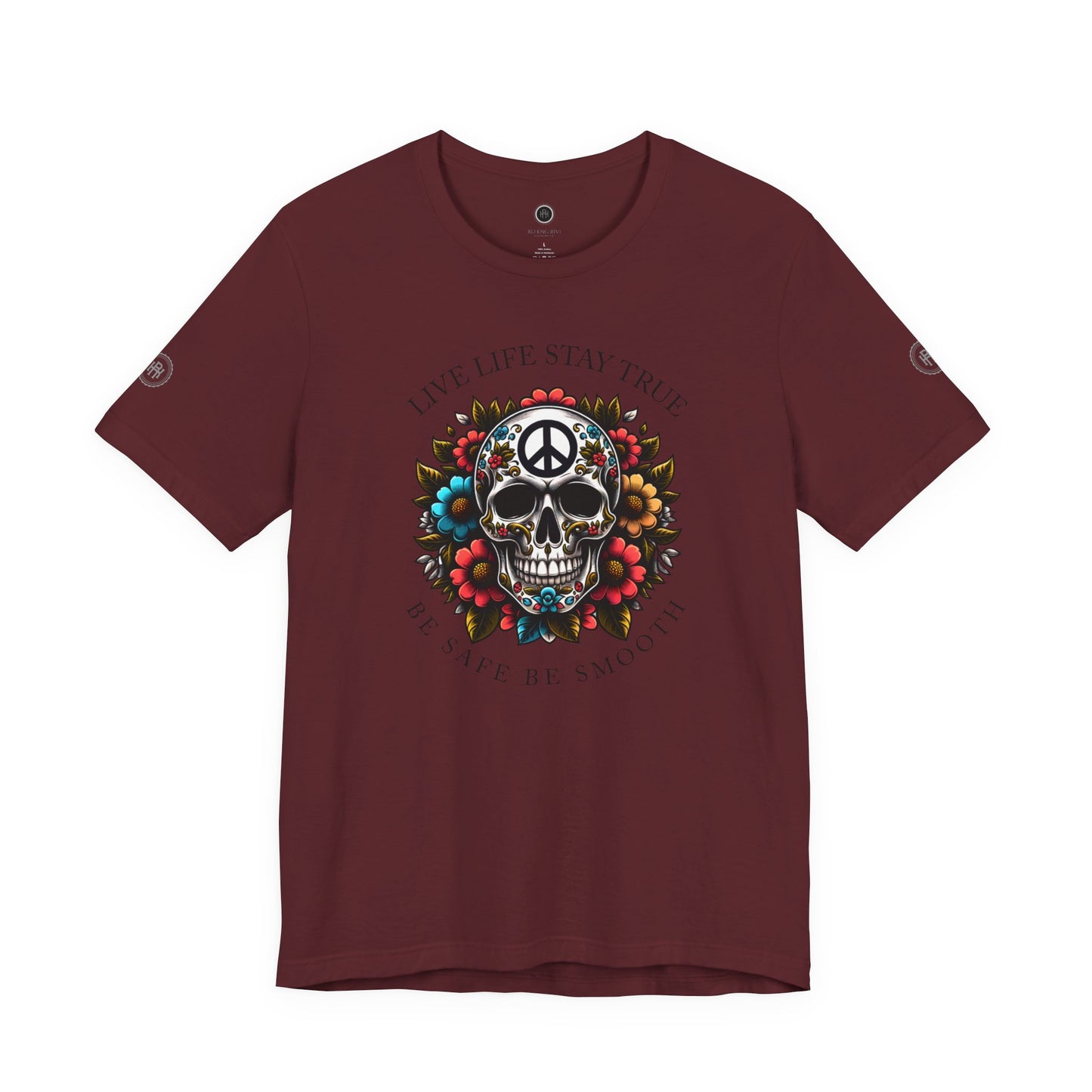 Skull Artwork Tee - Live Life Stay True, Unisex Graphic T-Shirt, Peaceful Vibe Tee, Motivational Shirt for Everyday Wear, Unique Gift Idea,