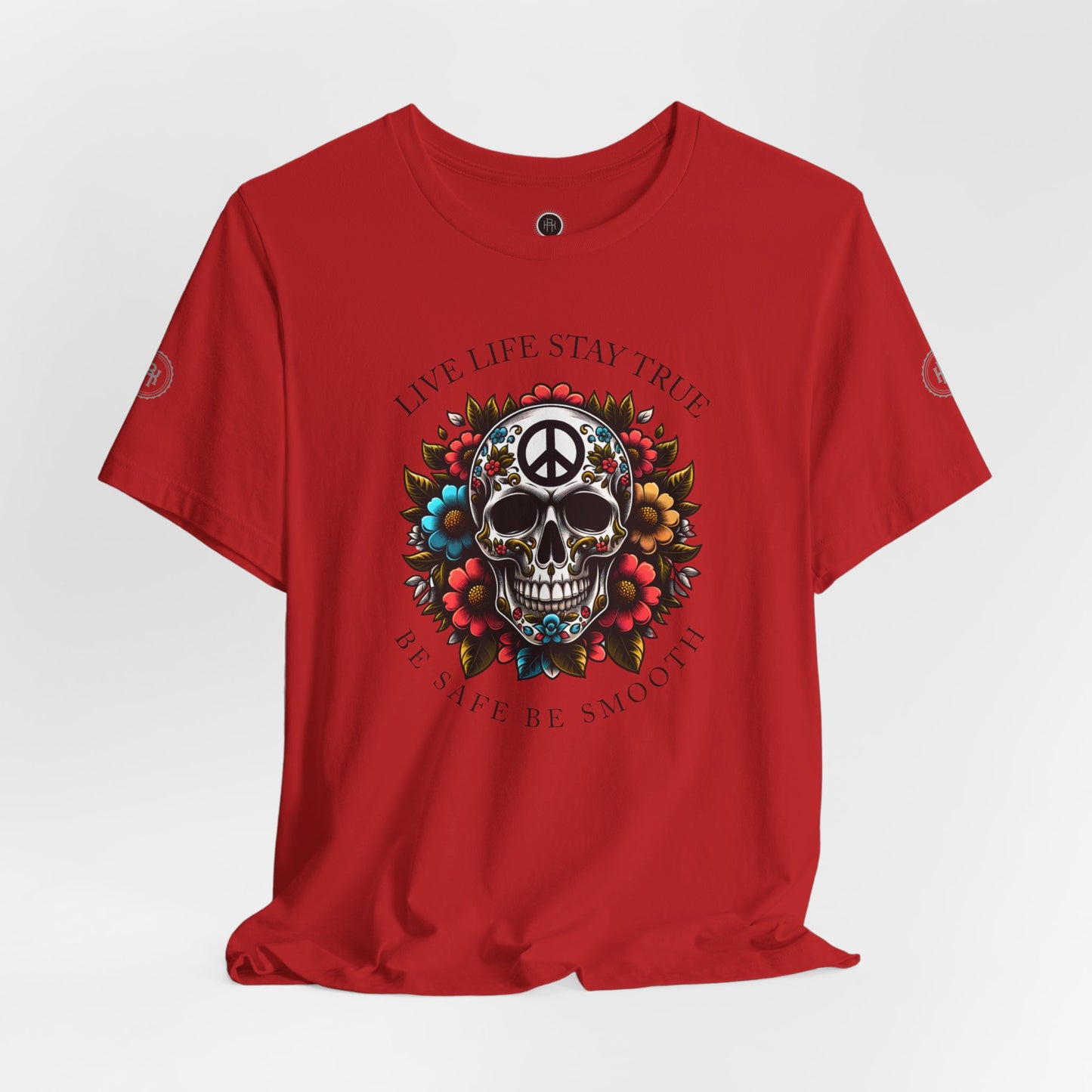 Skull Artwork Tee - Live Life Stay True, Unisex Graphic T-Shirt, Peaceful Vibe Tee, Motivational Shirt for Everyday Wear, Unique Gift Idea,