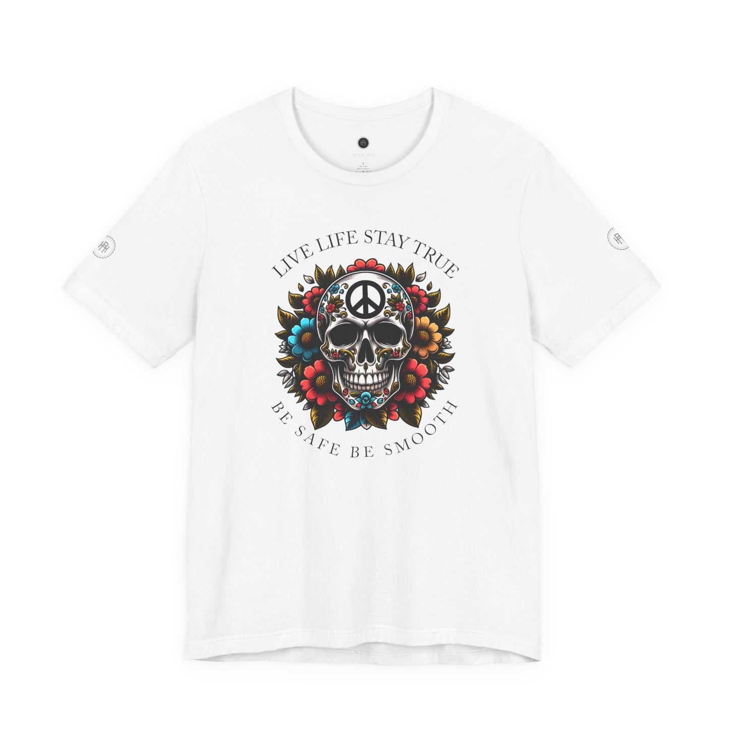 Skull Artwork Tee - Live Life Stay True, Unisex Graphic T-Shirt, Peaceful Vibe Tee, Motivational Shirt for Everyday Wear, Unique Gift Idea,