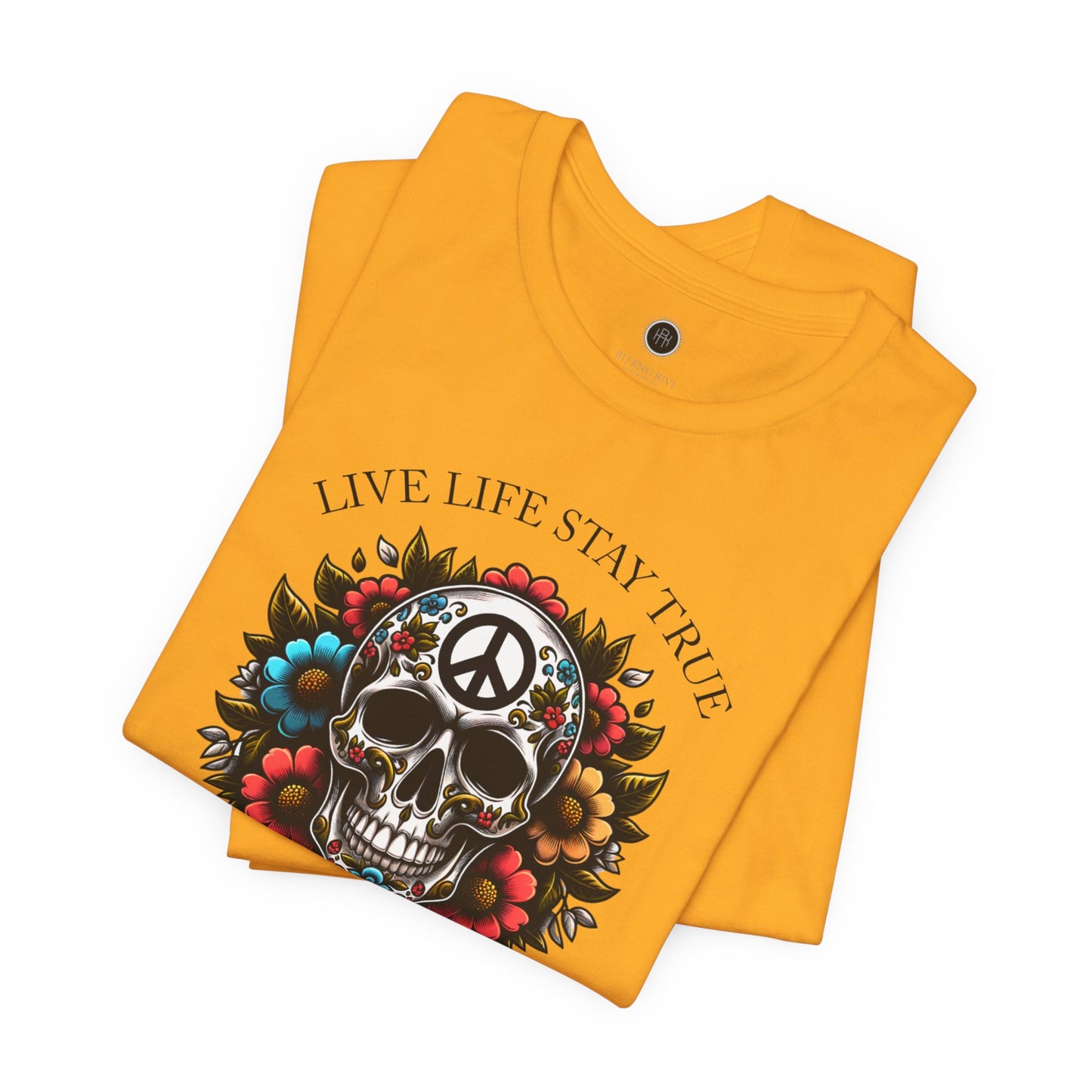 Skull Artwork Tee - Live Life Stay True, Unisex Graphic T-Shirt, Peaceful Vibe Tee, Motivational Shirt for Everyday Wear, Unique Gift Idea,