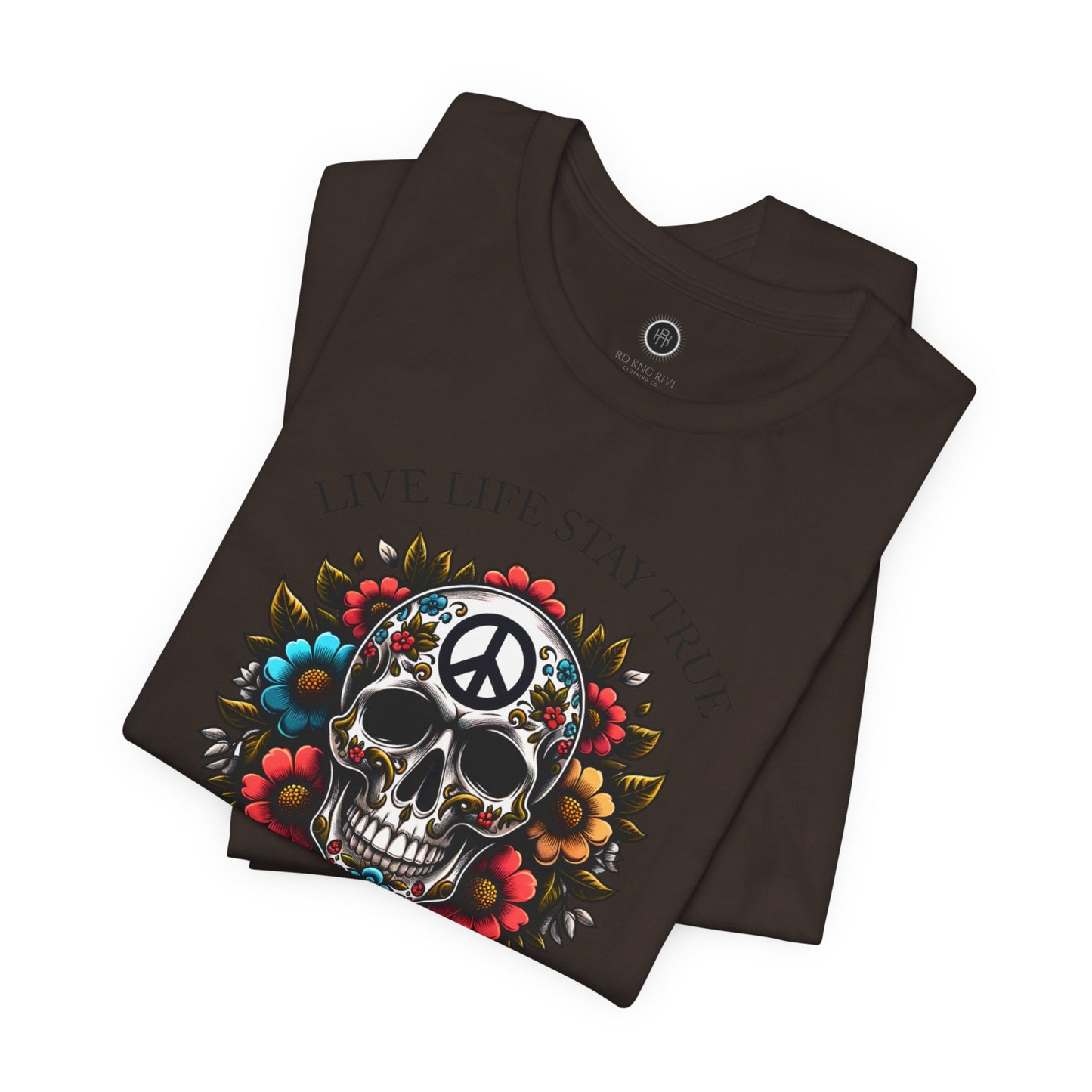 Skull Artwork Tee - Live Life Stay True, Unisex Graphic T-Shirt, Peaceful Vibe Tee, Motivational Shirt for Everyday Wear, Unique Gift Idea,