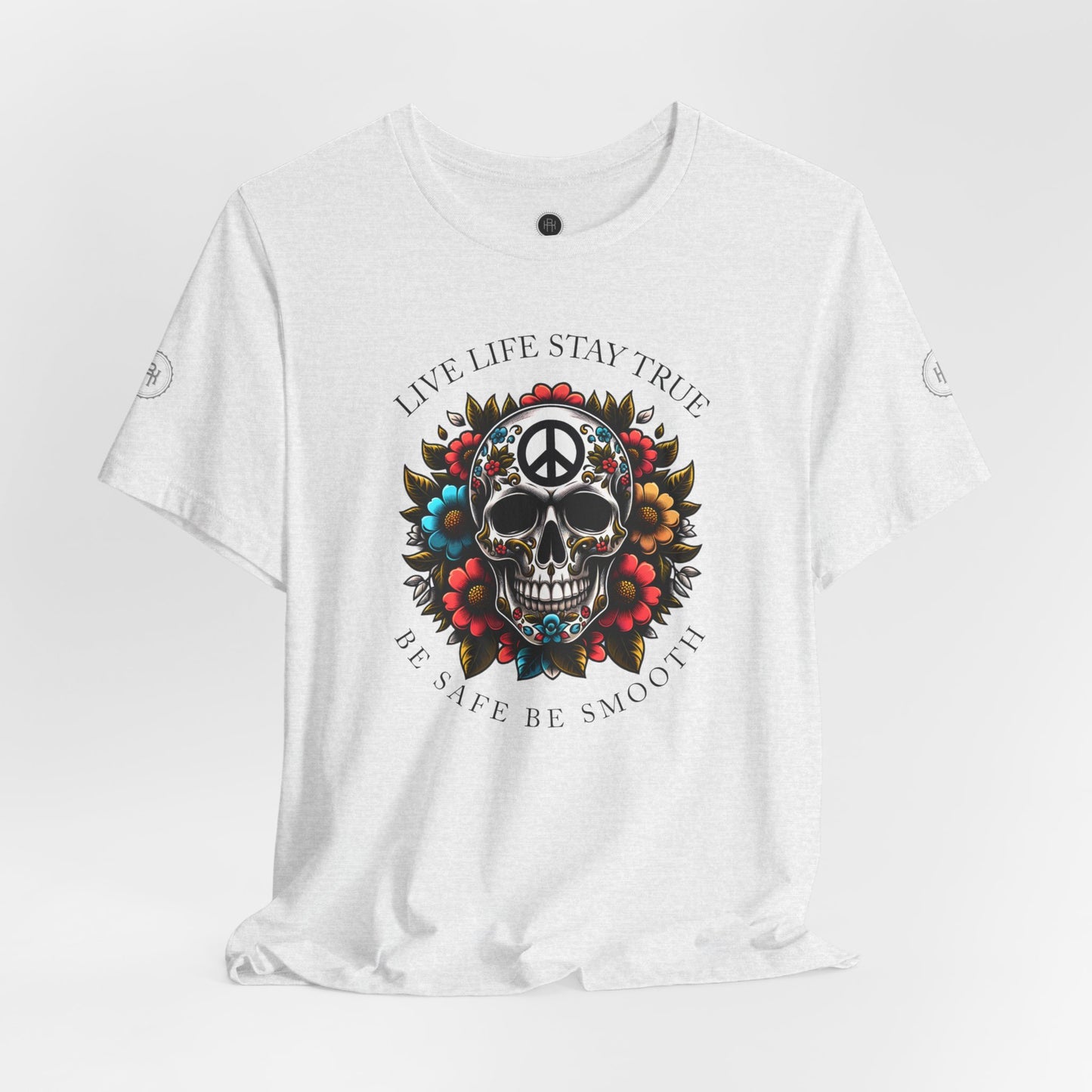 Skull Artwork Tee - Live Life Stay True, Unisex Graphic T-Shirt, Peaceful Vibe Tee, Motivational Shirt for Everyday Wear, Unique Gift Idea,