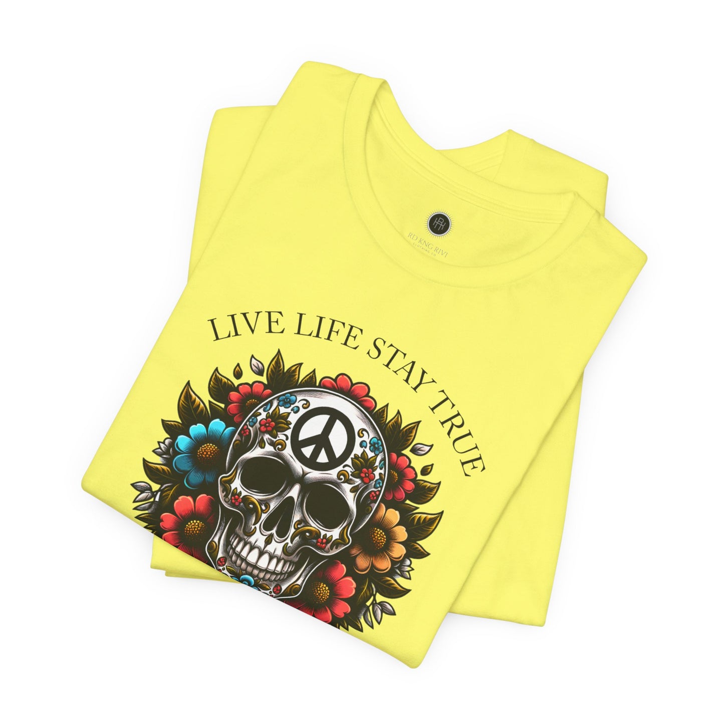 Skull Artwork Tee - Live Life Stay True, Unisex Graphic T-Shirt, Peaceful Vibe Tee, Motivational Shirt for Everyday Wear, Unique Gift Idea,