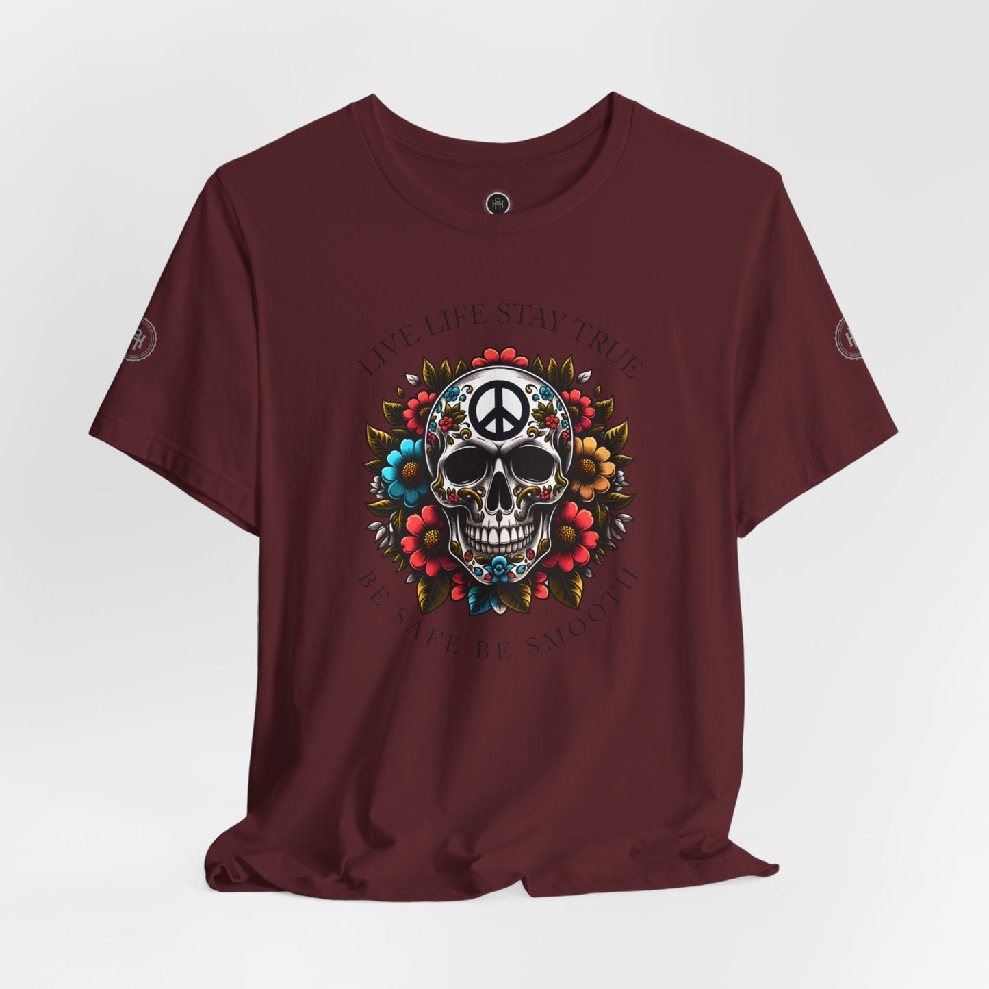 Skull Artwork Tee - Live Life Stay True, Unisex Graphic T-Shirt, Peaceful Vibe Tee, Motivational Shirt for Everyday Wear, Unique Gift Idea,