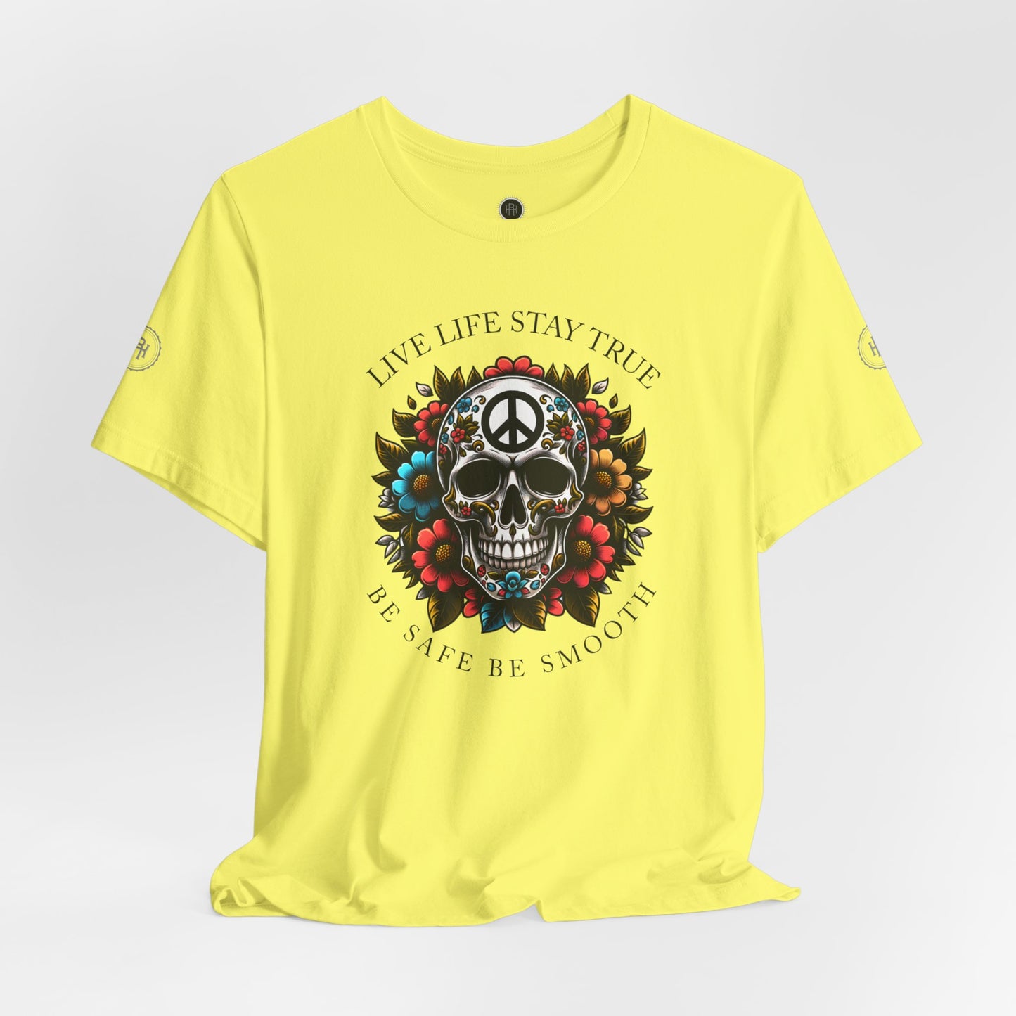 Skull Artwork Tee - Live Life Stay True, Unisex Graphic T-Shirt, Peaceful Vibe Tee, Motivational Shirt for Everyday Wear, Unique Gift Idea,