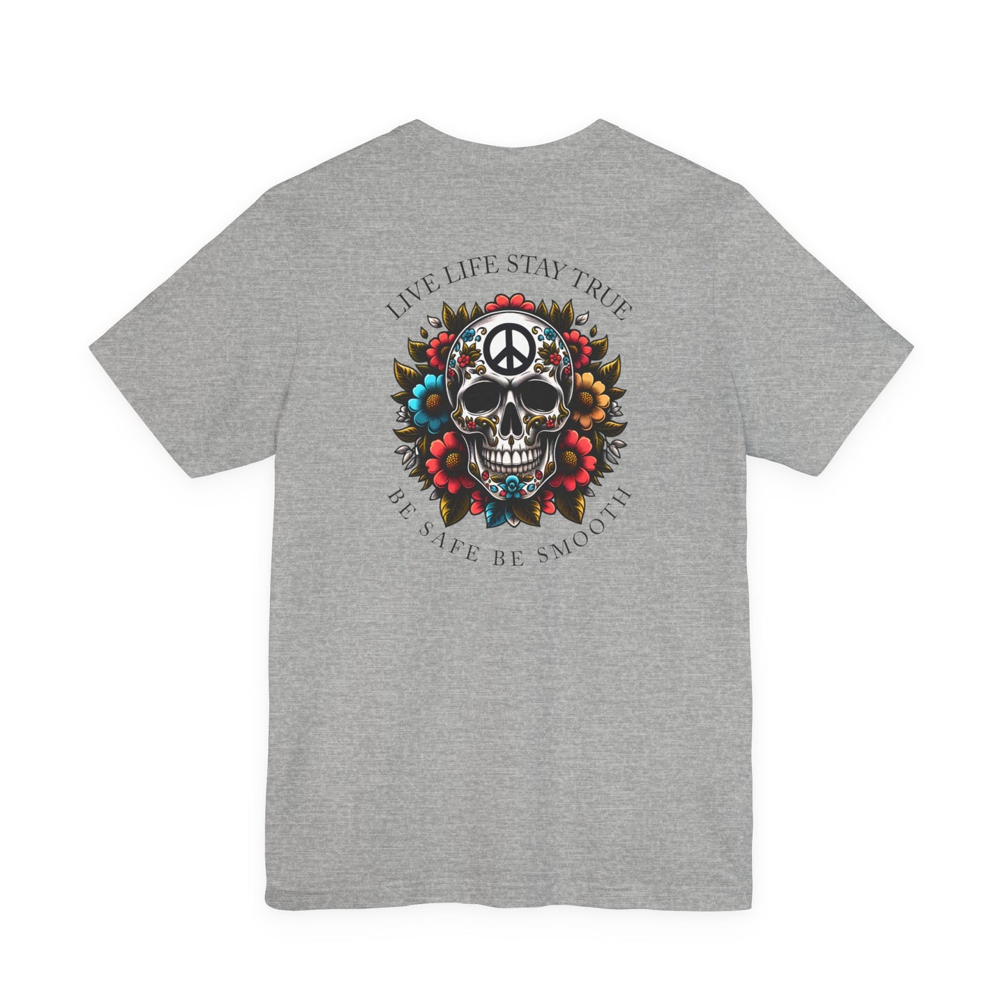 Skull Artwork Tee - Live Life Stay True, Unisex Graphic T-Shirt, Peaceful Vibe Tee, Motivational Shirt for Everyday Wear, Unique Gift Idea,