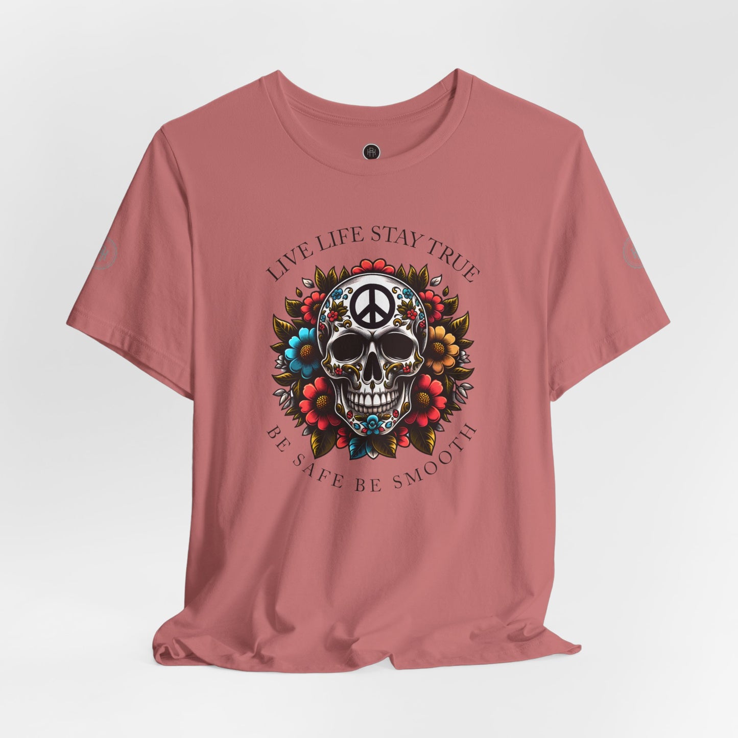 Skull Artwork Tee - Live Life Stay True, Unisex Graphic T-Shirt, Peaceful Vibe Tee, Motivational Shirt for Everyday Wear, Unique Gift Idea,