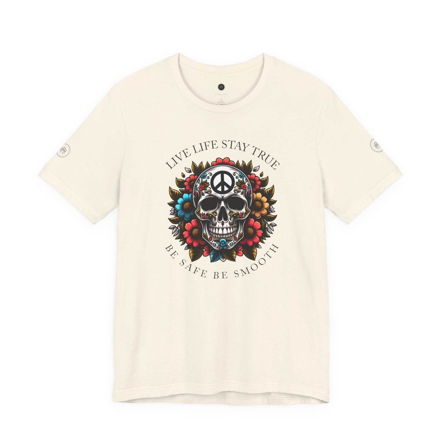 Skull Artwork Tee - Live Life Stay True, Unisex Graphic T-Shirt, Peaceful Vibe Tee, Motivational Shirt for Everyday Wear, Unique Gift Idea,