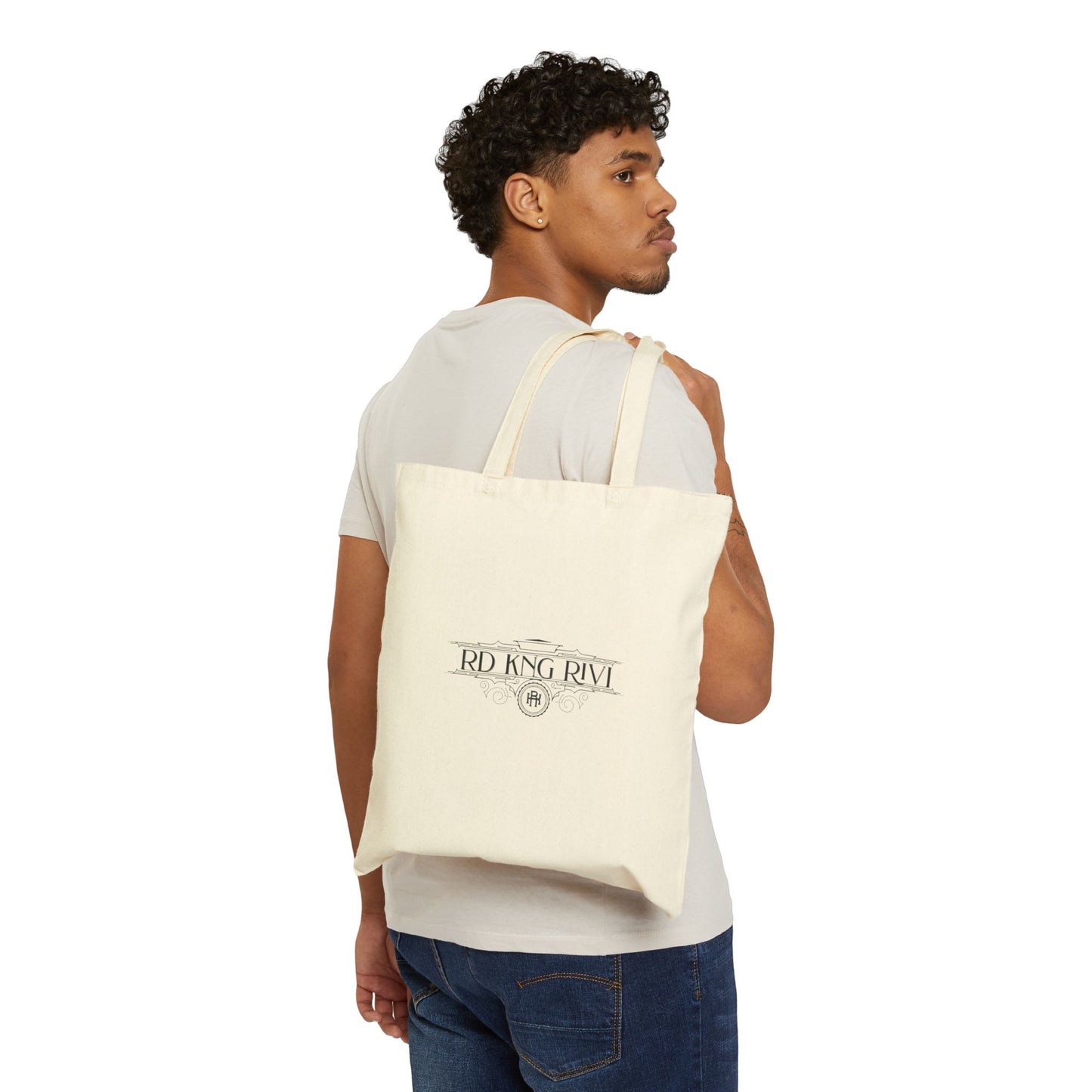 Vintage Crest Tote Bag — 'RD KING RIVI' Cotton Canvas Grocery Tote