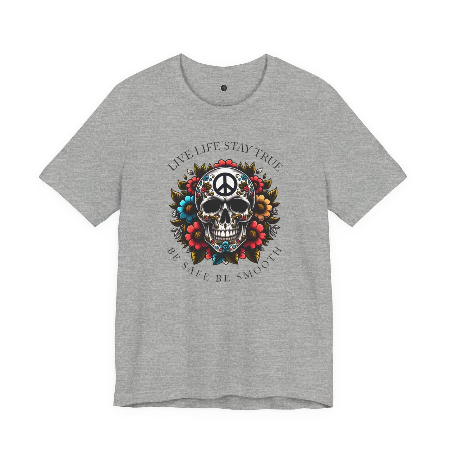 Skull Artwork Tee - Live Life Stay True, Unisex Graphic T-Shirt, Peaceful Vibe Tee, Motivational Shirt for Everyday Wear, Unique Gift Idea,