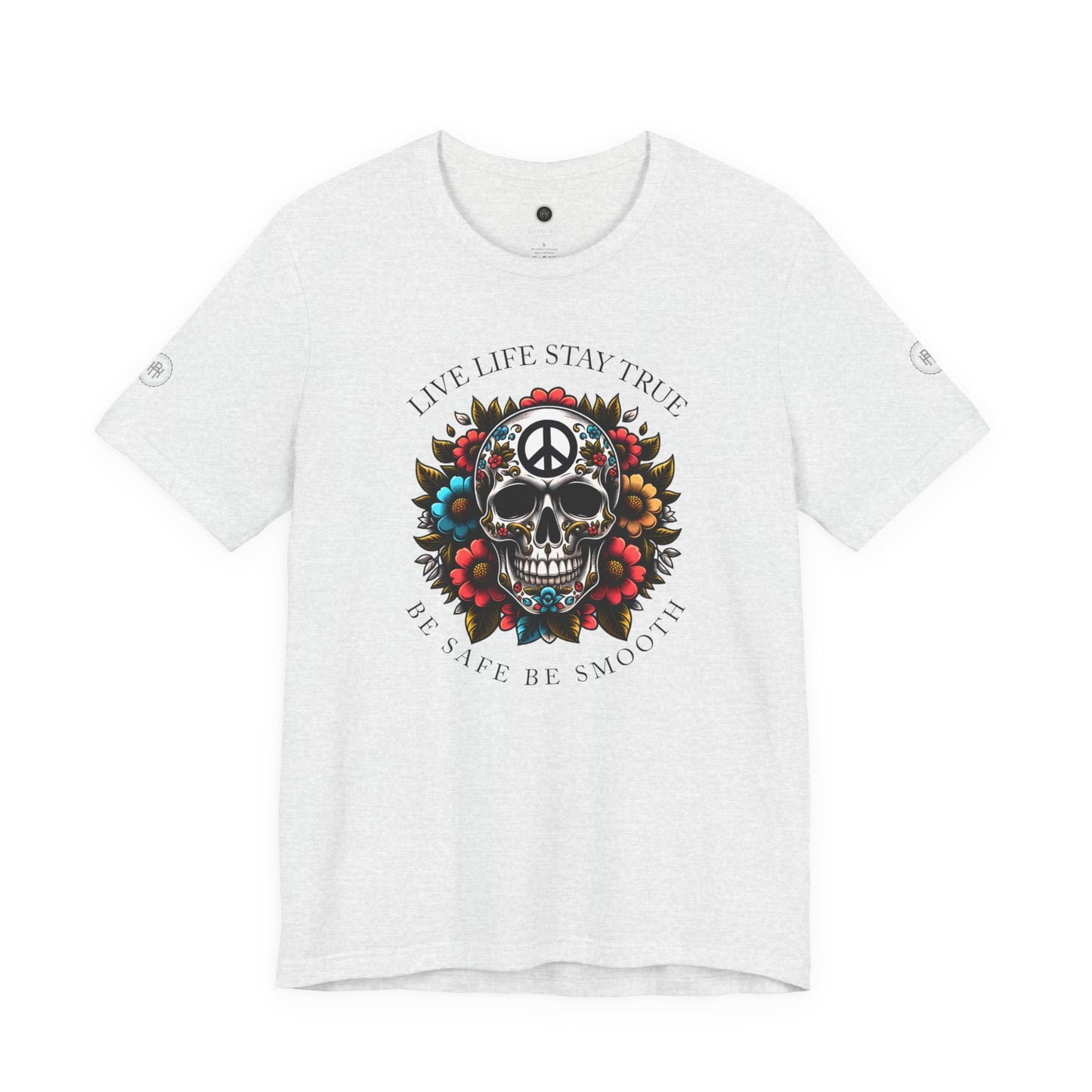 Skull Artwork Tee - Live Life Stay True, Unisex Graphic T-Shirt, Peaceful Vibe Tee, Motivational Shirt for Everyday Wear, Unique Gift Idea,