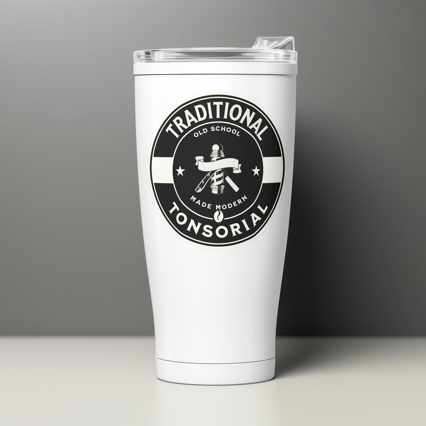 20oz Traditional Tonsorial Tumbler - Retro Barber Style Travel Mug