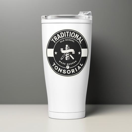 20oz Traditional Tonsorial Tumbler - Retro Barber Style Travel Mug